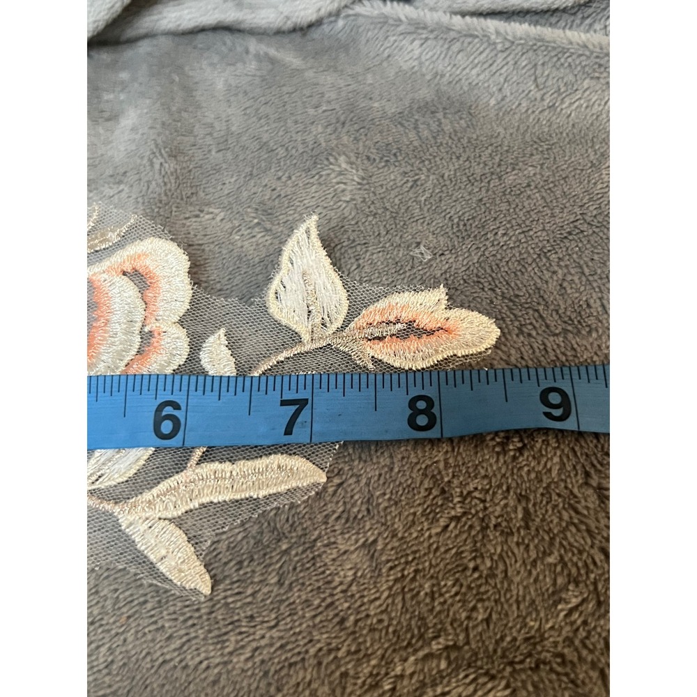 Embroidered Floral Lace Applique Peach Ivory Metallic Gold Tulle Mesh 18" Sew On - Picture 5 of 5